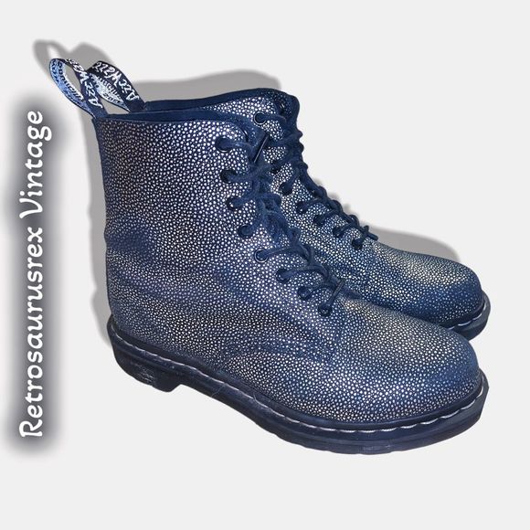 Dr. Martens Shoes - Dr. Martens Silver Metallic Pebble 1460 Pascal Leather Boots, US 9